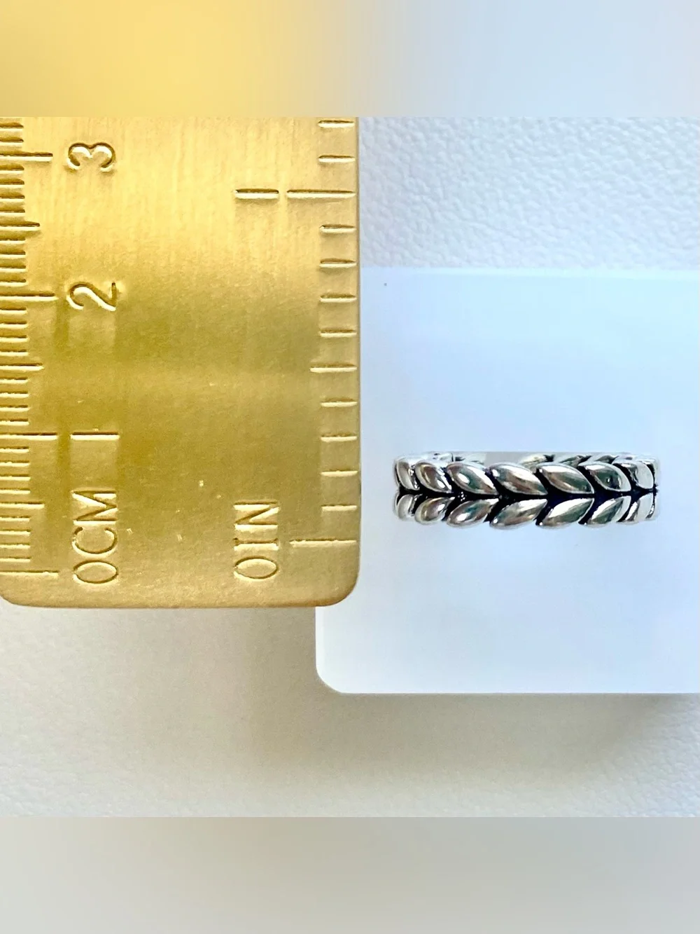 Sterling Silver Leaf Band Ring - Silver